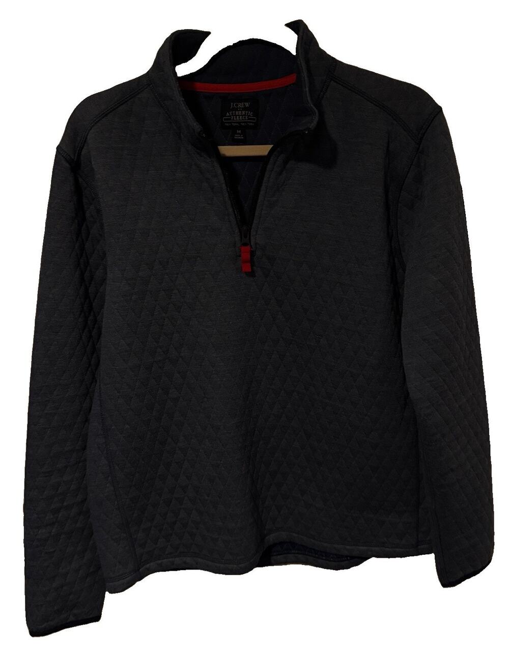 J.Crew Authentic Fleece Men's 1/4 Zip Quilted Mock Neck Sweatshirt M Blue